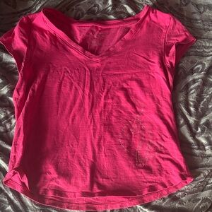 Baby Phat Women's V-Neck Short Sleeve Tee - Hot Pink